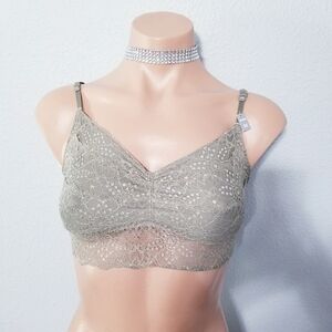 New PINK Victoria's Secret green lace bralette XS